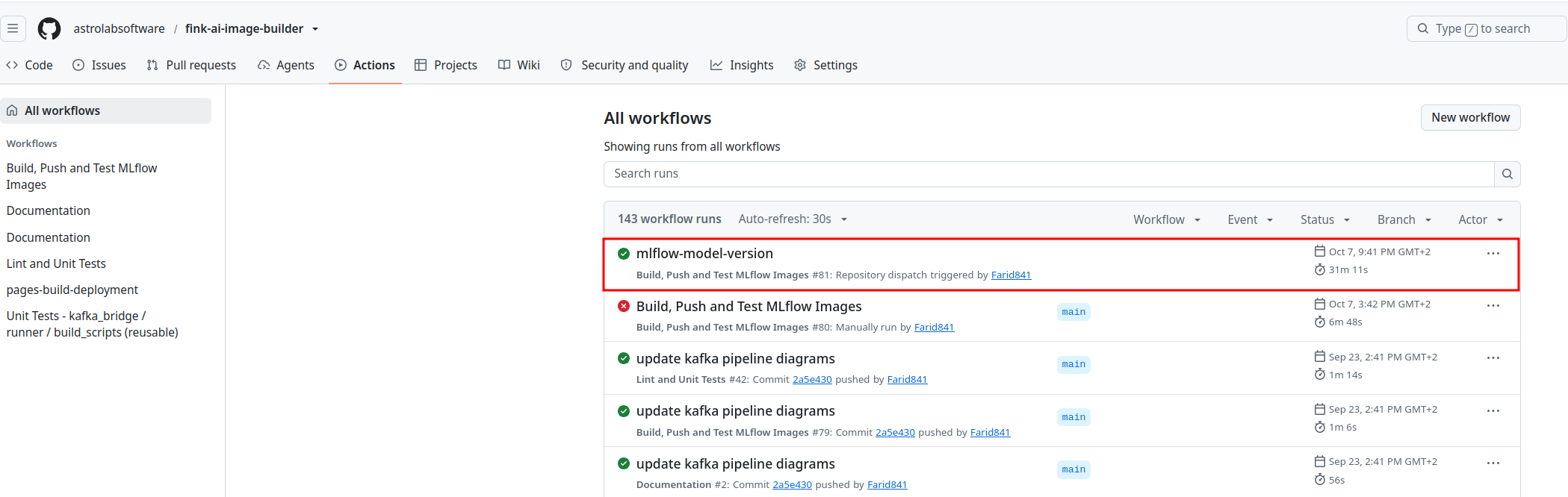 Build of the two images in GitHub Actions